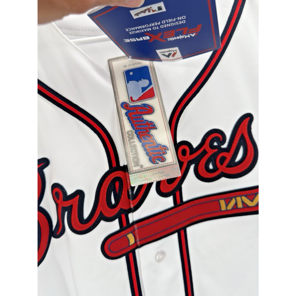 Atlanta Braves Majestic Jersey White Turner Field Final Season Men's Size 48 New - Picture 6 of 9